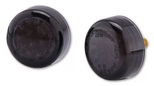 Semnalizator Highsider Micro Disc LED, corp negru, dispersor fumuriu, față și spate (pereche)