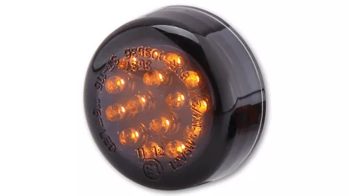 Semnalizator Highsider Micro Disc LED, corp negru, dispersor fumuriu, față și spate (pereche)