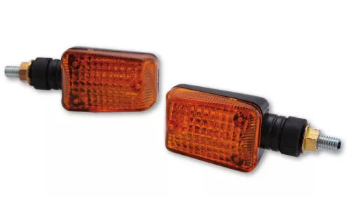 Semnalizator Highsider mini cu bec, adâncime 31 mm, braț 18 mm M8, corp negru, dispersor portocaliu (pereche)