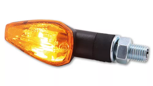 Semnalizator Highsider Peak cu bec, tijă scurtă 18 mm, corp negru, dispersor portocaliu (pereche)