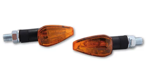 Semnalizator Highsider Peak cu bec, tijă scurtă 18 mm, corp negru, dispersor portocaliu (pereche)