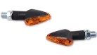 Semnalizator Highsider Peak cu bec, tijă scurtă 18 mm, corp negru, dispersor portocaliu (pereche)