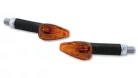 Semnalizator Highsider Peak cu bec, tijă lungă 39 mm, corp negru, dispersor portocaliu (pereche)