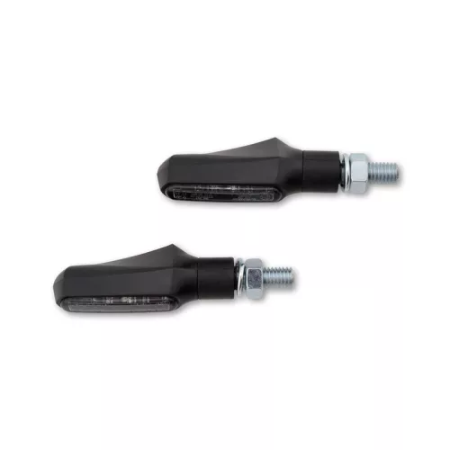 Semnalizator Highsider Shorty-Fin LED, corp negru, dispersor fumuriu, față și spate (pereche)
