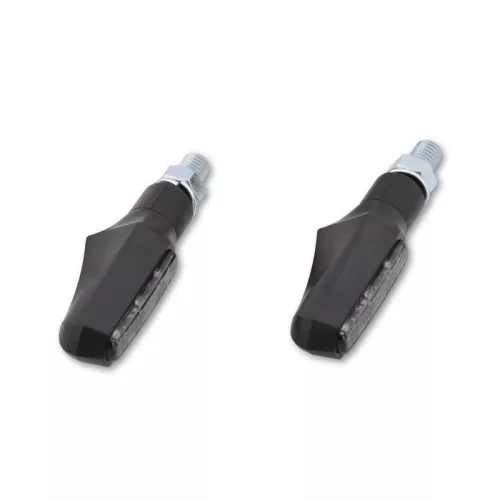 Semnalizator Highsider Shorty-Fin LED, corp negru, dispersor fumuriu, față și spate (pereche)