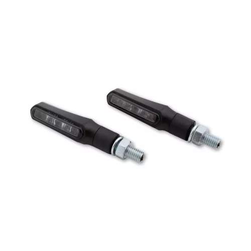 Semnalizator Highsider Shorty-Fin LED, corp negru, dispersor fumuriu, față și spate (pereche)