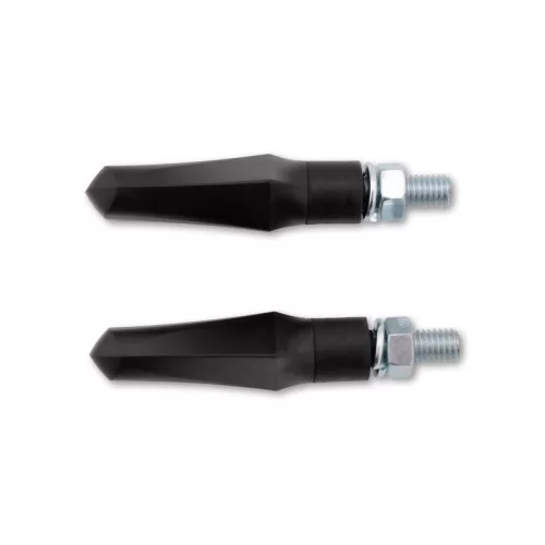 Semnalizator Highsider Shorty-Fin LED, corp negru, dispersor fumuriu, față și spate (pereche)