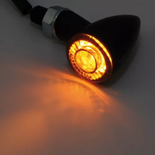 Semnalizator Highsider Montana Bullet LED, negru mat, dispersor fumuriu (pereche)