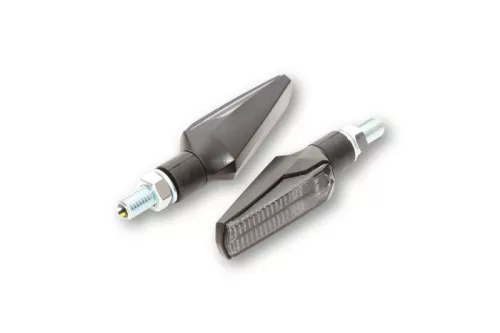 Semnalizator Highsider Fineline LED, corp negru, dispersor fumuriu, față și spate (pereche)