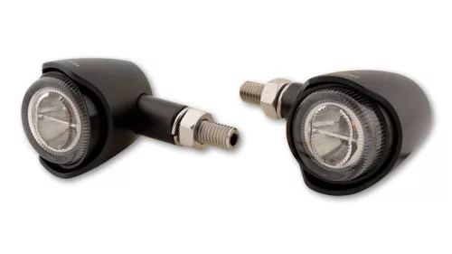 Semnalizator Highsider Akron-X mini LED, corp negru, dispersor fumuriu, față și spate (pereche)