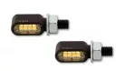 Semnalizator Highsider Little Bronx LED CNC cu lumină de poziție 2 în 1, negru/fumuriu, omologat E (pereche)
