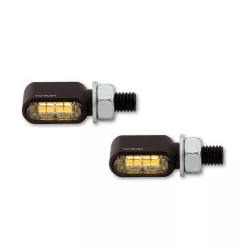   Semnalizator Highsider Little Bronx LED CNC cu lumină de poziție 2 în 1, negru/fumuriu, omologat E (pereche)