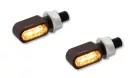 Semnalizator Highsider Little Bronx LED CNC cu lumină de poziție 2 în 1, negru/fumuriu, omologat E (pereche)