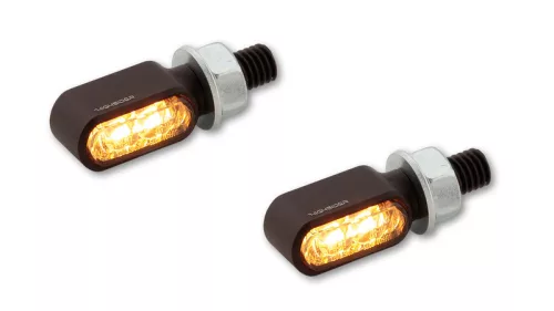 Semnalizator Highsider Little Bronx LED CNC cu lumină de poziție 2 în 1, negru/fumuriu, omologat E (pereche)