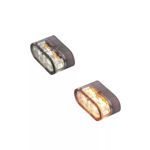 Semnalizator Highsider Little Star-MX Pro LED cu lumină de poziție 2 în 1, negru/fumuriu, față (pereche)