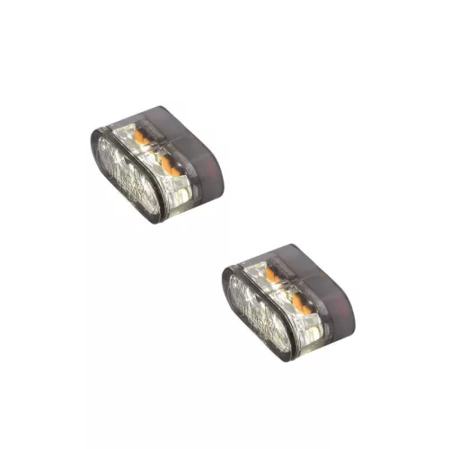 Semnalizator Highsider Little Star-MX Pro LED cu lumină de poziție 2 în 1, negru/fumuriu, față (pereche)