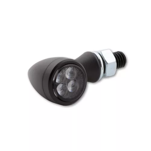 Semnalizator Highsider Sixteen-Bullet LED, corp negru, dispersor fumuriu, față și spate (pereche)