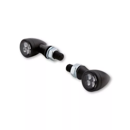 Semnalizator Highsider Sixteen-Bullet LED, corp negru, dispersor fumuriu, față și spate (pereche)