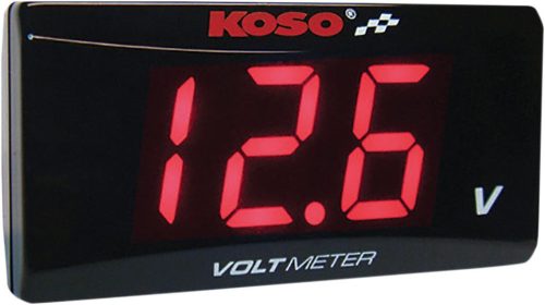 Koso North America Volt Meter Red Super Slim Ba024R00