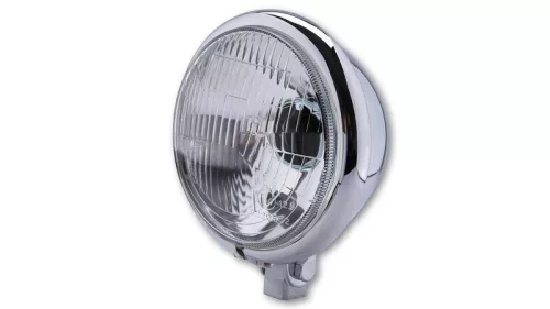 Far Highsider stil Bates H4 5 3/4 inch, sticlă striată, martor fază lungă, crom, omologat E (bucată)