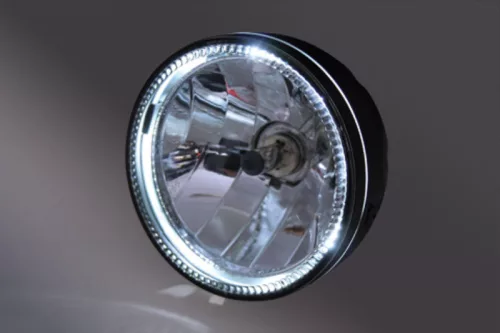 Far Highsider Skyline LED H4 5 3/4 inch cu inel lumină de poziție, negru, omologat E (bucată)