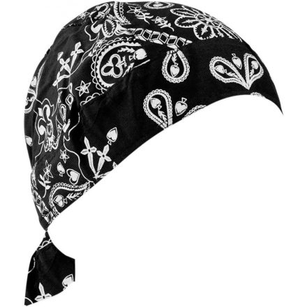 ZAN-HEADGEAR-HEADWRAP-ROAD-HOG-BLACK-PAISLEY-TIE-ON-ONE-SIZE-ZSG101