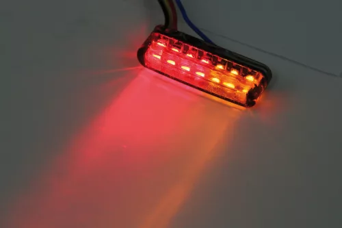 Stop Highsider Shorty LED cu semnalizare 3 în 1, dispersor fumuriu, spate (pereche)