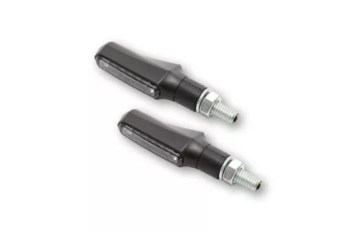 Stop Highsider Shorty-Fin LED cu semnalizare 3 în 1, corp negru, dispersor fumuriu, spate (pereche)