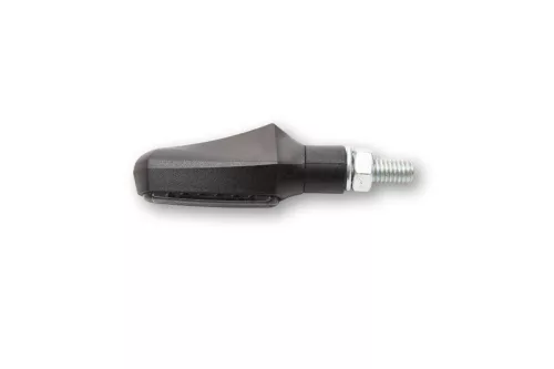 Stop Highsider Shorty-Fin LED cu semnalizare 3 în 1, corp negru, dispersor fumuriu, spate (pereche)