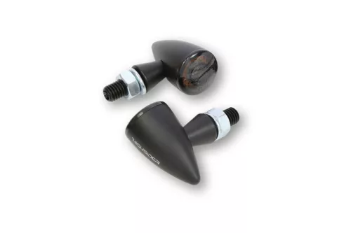 Stop Highsider Montana Bullet LED cu semnalizare 3 în 1, negru mat, dispersor fumuriu (pereche)
