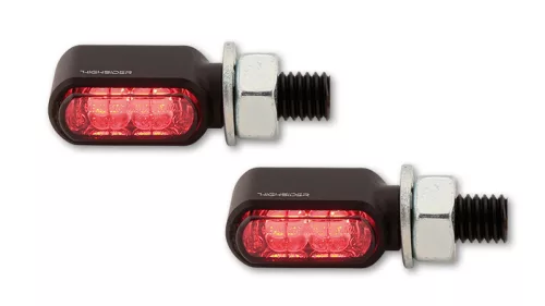 Stop Highsider Stealth-XS Bronx LED cu semnalizare 3 în 1, negru mat, dispersor fumuriu (pereche)
