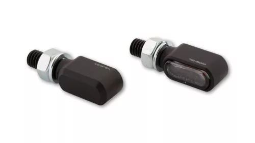 Stop Highsider Stealth-XS Bronx LED cu semnalizare 3 în 1, negru mat, dispersor fumuriu (pereche)