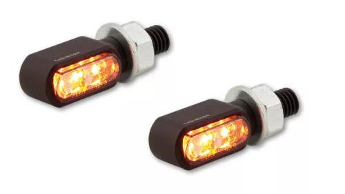Stop Highsider Stealth-XS Bronx LED cu semnalizare 3 în 1, negru mat, dispersor fumuriu (pereche)