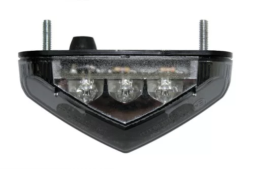 Stop Highsider LED cu lampă număr, prindere 2 șuruburi M4, negru, dispersor fumuriu, omologat E (bucată)
