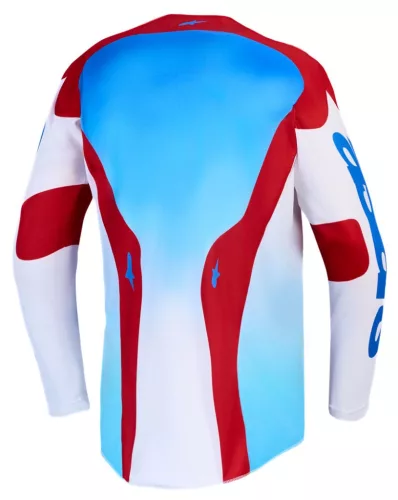 Tricou Cross Alpinestars Racer Hunt alb/albastru deschis/roșu