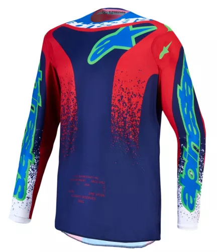 Tricou Cross Alpinestars Fluid Drag albastru/verde/bleumarin