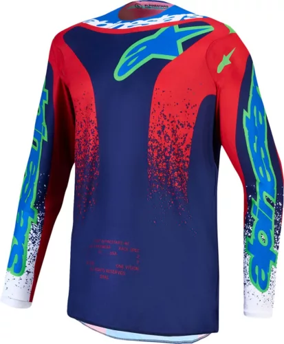 Tricou Cross copii Alpinestars Fluid Drag albastru/bleumarin/rosu