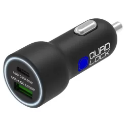 Încărcător auto Quad Lock 48W Dual USB-C PD + USB-A QC3.0
