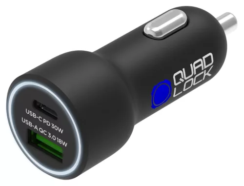 Încărcător auto Quad Lock 48W Dual USB-C PD + USB-A QC3.0