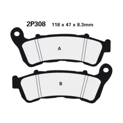 Plăcuțe frână Nissin semi-metalice 2P-308NS