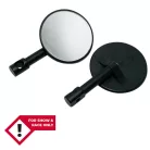 Oglindă capăt de ghidon Highsider rotundă, fixare pe contragreutate, negru, neomologat (pereche)