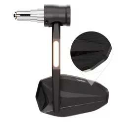   Oglindă capăt de ghidon Highsider Victory-X Rim cu semnalizator LED, suprafață striată, negru mat (bucată)