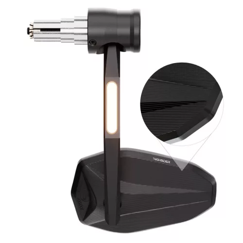 Oglindă capăt de ghidon Highsider Victory-X Rim cu semnalizator LED, suprafață striată, negru mat (bucată)
