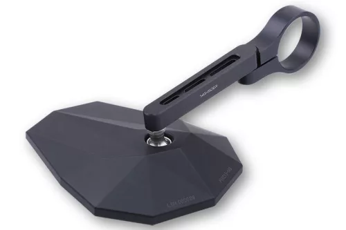 Oglindă capăt de ghidon Highsider Stealth-X5, braț scurt, negru mat (bucată)
