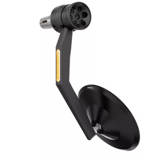 Oglindă capăt de ghidon Highsider Montana-Rim cu semnalizator LED, negru (bucată)