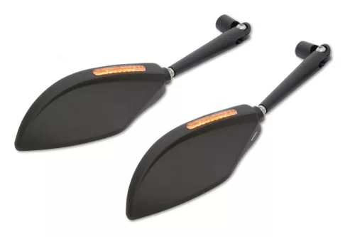 Oglindă de carenaj Highsider Torezzo cu semnalizator LED secvențial, negru (pereche)