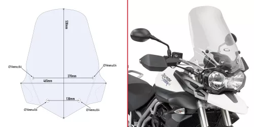 Parbriz Givi 6401DT transparent Triumph TIGER 800 / 800 XC / 800 XR 11-17