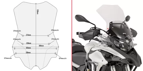 Spoiler parbriz Givi D8703ST Benelli TRK502 / TRK502 X 2017-2026