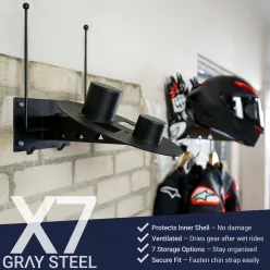   Suport de perete cască și echipament Gray Steel X7 negru mat