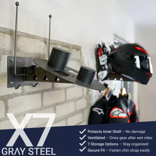 Suport de perete cască și echipament Gray Steel X7